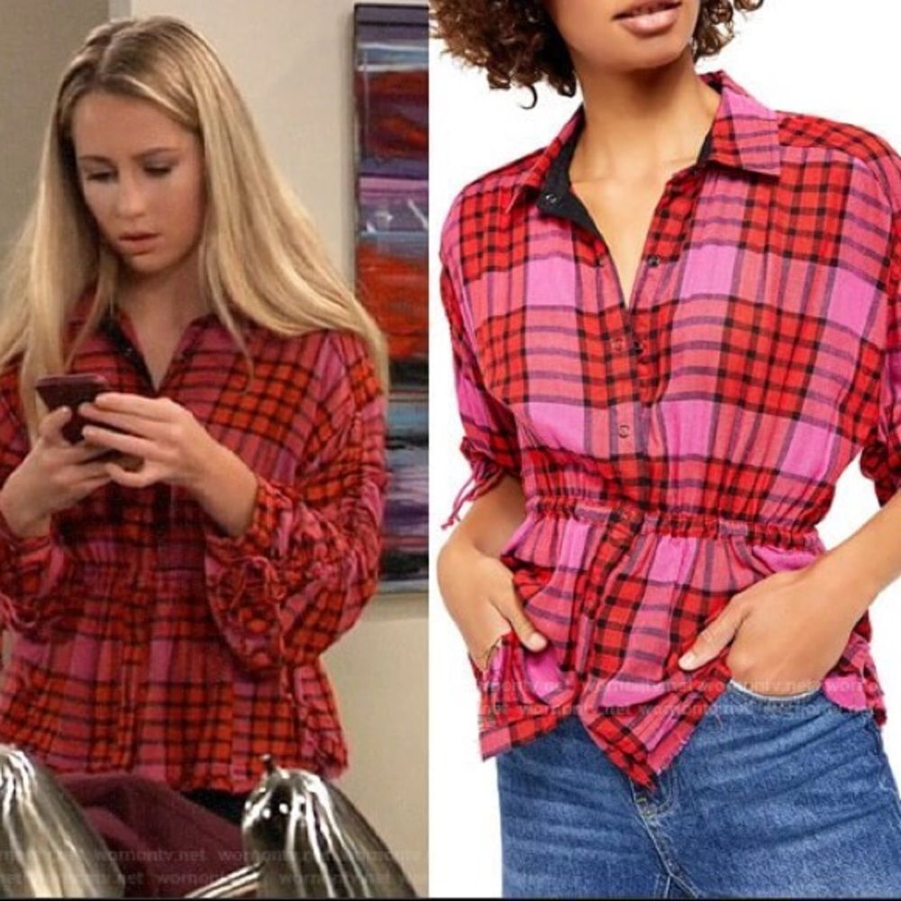 Free People Pacific Dawn Plaid Shirt Medium M Women’s Wool Cinched Snap Button